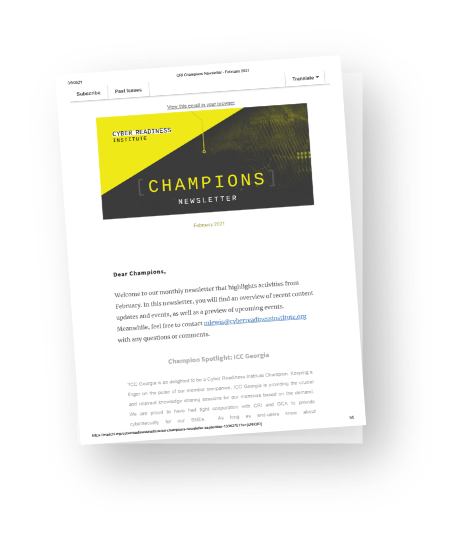 CRI Champions newsletter pages