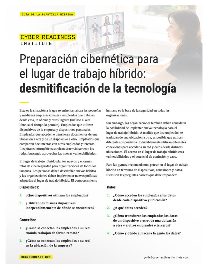 Cyber Readiness for the Hybrid Workplace cover in spanish