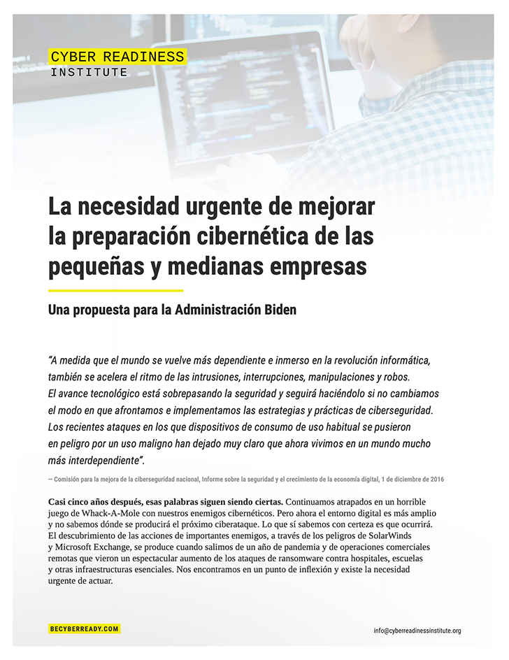 The Urgent Need to Strengthen the Cyber Readiness of Small and Medium-Sized Businesses cover in spanish