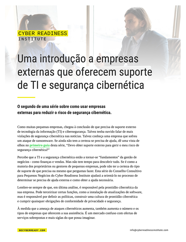 An Introduction to Outside Firms that Offer IT and Cybersecurity Support cover in portuguese