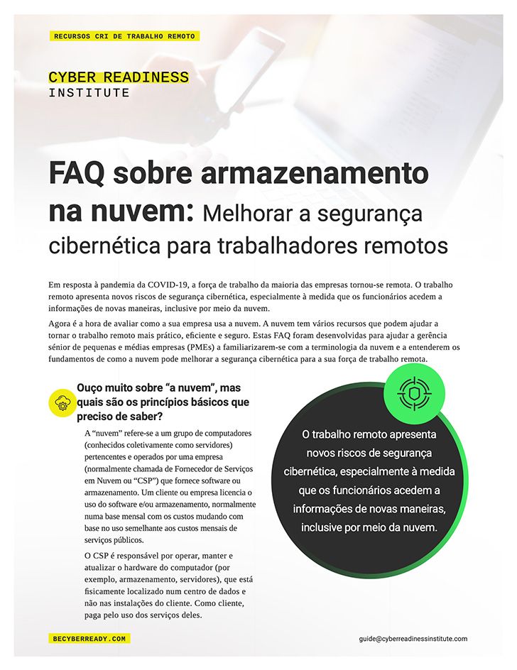 Cloud FAQ guide cover in portuguese