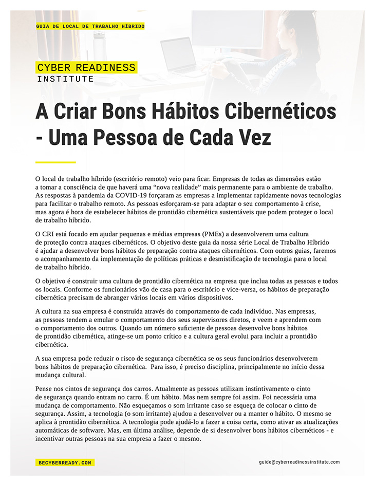 Creating Good Cyber Ready Habits–One Person at a Time cover in portuguese