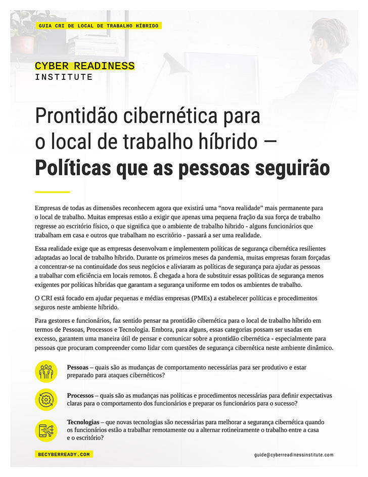 Cyber Readiness for the Hybrid Remote-Office Workplace cover in portuguese