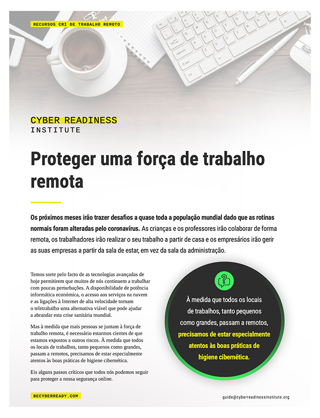Securing a Remote Workforce guide cover in portuguese