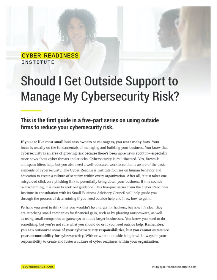 Should I Get Outside Support to Manage My Cybersecurity Risk cover